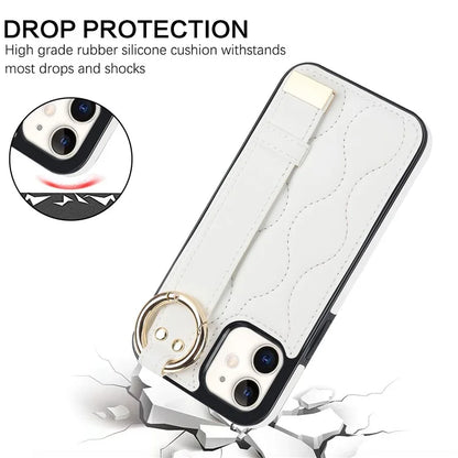 For iPhone 12 mini Case Wave Pattern PU+TPU Kickstand Phone Cover