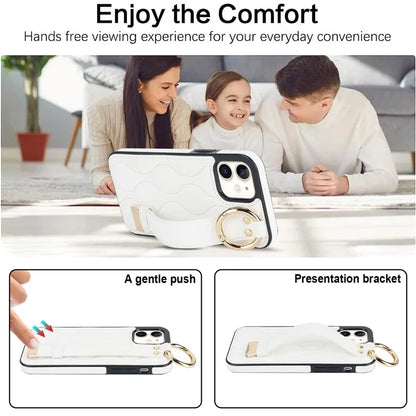 For iPhone 12 mini Case Wave Pattern PU+TPU Kickstand Phone Cover