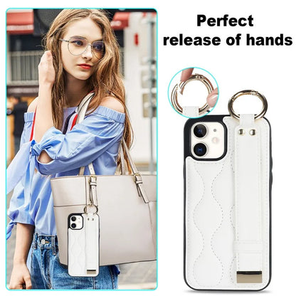 For iPhone 12 mini Case Wave Pattern PU+TPU Kickstand Phone Cover