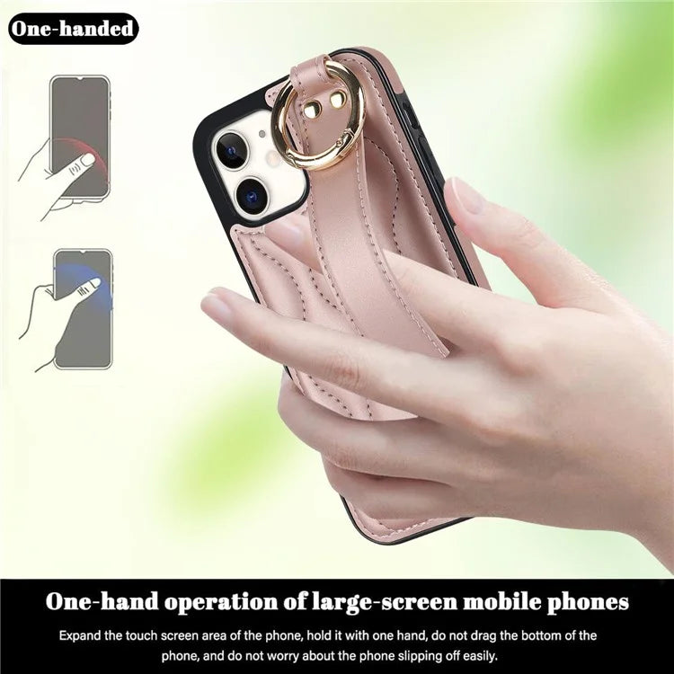 For iPhone 12 mini Case Wave Pattern PU+TPU Kickstand Phone Cover Gold