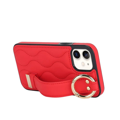 For iPhone 12 mini Case Wave Pattern PU+TPU Kickstand Phone Cover