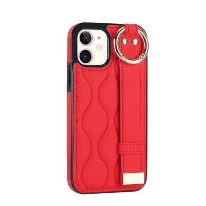 For iPhone 12 mini Case Wave Pattern PU+TPU Kickstand Phone Cover