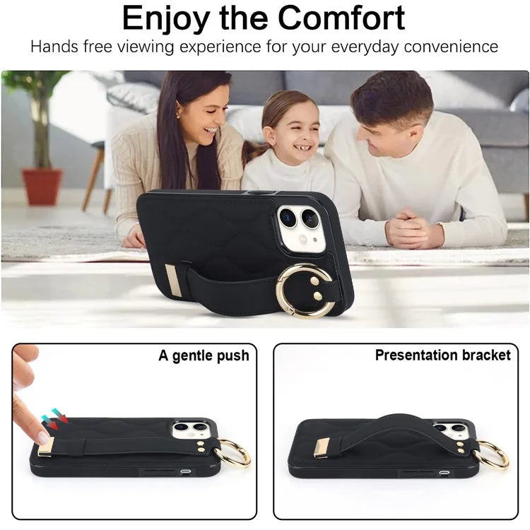 For iPhone 12 mini Case Wave Pattern PU+TPU Kickstand Phone Cover