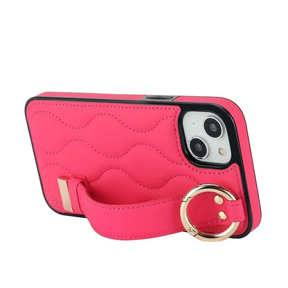 For iPhone 13 Case Wave Pattern PU+TPU Phone Cover with Kickstand