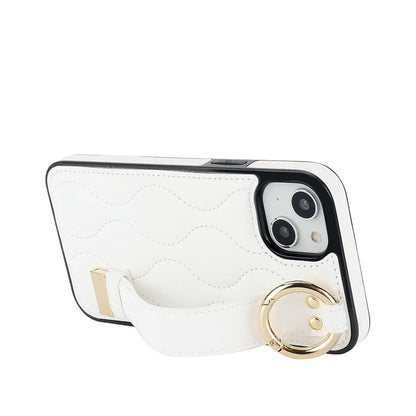 For iPhone 13 Case Wave Pattern PU+TPU Phone Cover with Kickstand