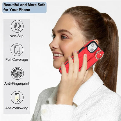 For iPhone 14 Case Wristband Design Wave Pattern PU+TPU Phone Cover