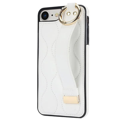 For iPhone 7 / 8 / SE (2020) / SE (2022) Cell Phone Case with Wristband Wave Pattern PU+TPU Cover