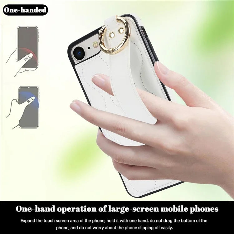 For iPhone 7 / 8 / SE (2020) / SE (2022) Cell Phone Case with Wristband Wave Pattern PU+TPU Cover