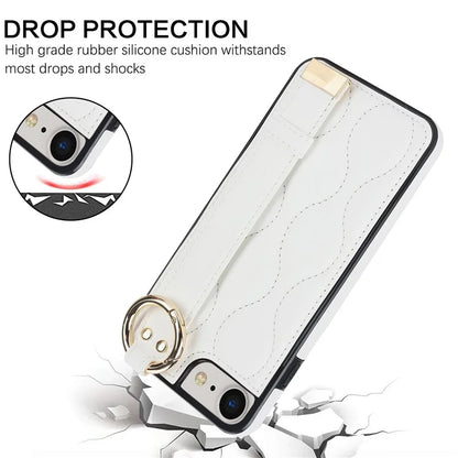 For iPhone 7 / 8 / SE (2020) / SE (2022) Cell Phone Case with Wristband Wave Pattern PU+TPU Cover