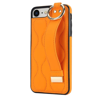 For iPhone 7 / 8 / SE (2020) / SE (2022) Cell Phone Case with Wristband Wave Pattern PU+TPU Cover
