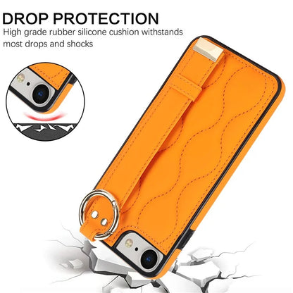 For iPhone 7 / 8 / SE (2020) / SE (2022) Cell Phone Case with Wristband Wave Pattern PU+TPU Cover