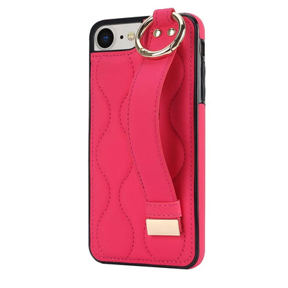 For iPhone 7 / 8 / SE (2020) / SE (2022) Cell Phone Case with Wristband Wave Pattern PU+TPU Cover
