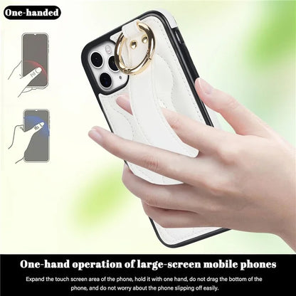 For iPhone 11 Pro Wave Pattern Cell Phone Case PU+TPU Wristband Cover