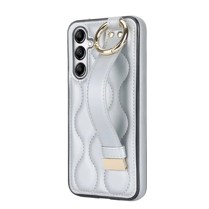 For Samsung Galaxy A14 5G / 4G Case PU Leather+TPU Wristband Kickstand Anti-fall Phone Cover