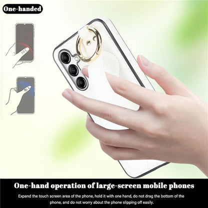 For Samsung Galaxy A14 5G / 4G Case PU Leather+TPU Wristband Kickstand Anti-fall Phone Cover