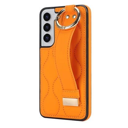 For Samsung Galaxy S22+ 5G Cell Phone Case Wristband Kickstand Drop Resistant Wave Pattern Cover
