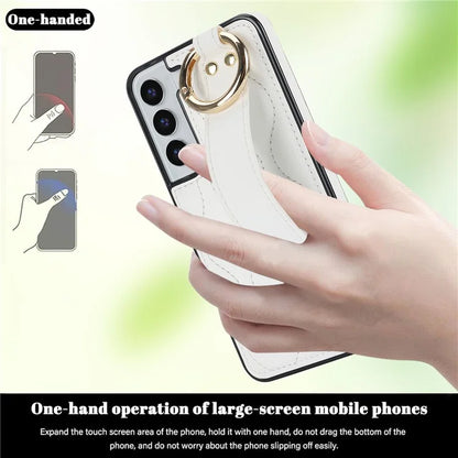 For Samsung Galaxy S22+ 5G Cell Phone Case Wristband Kickstand Drop Resistant Wave Pattern Cover