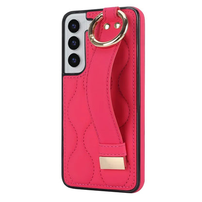 For Samsung Galaxy S22+ 5G Cell Phone Case Wristband Kickstand Drop Resistant Wave Pattern Cover