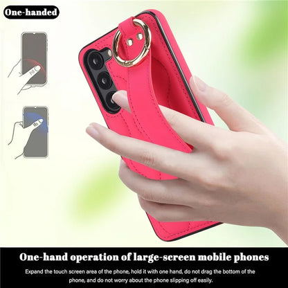 For Samsung Galaxy S23 Case Stylish Wave Pattern Leather+TPU Cell Phone Cover with Wristband