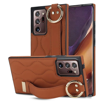 For Samsung Galaxy Note20 Ultra / Note20 Ultra 5G Case PU Leather+TPU Wristband Kickstand Cover
