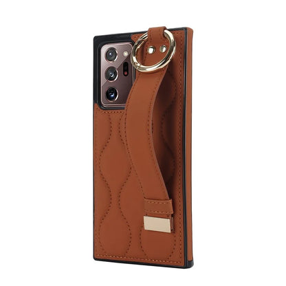 For Samsung Galaxy Note20 Ultra / Note20 Ultra 5G Case PU Leather+TPU Wristband Kickstand Cover