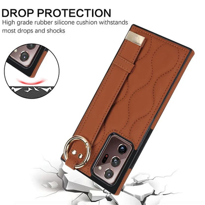 For Samsung Galaxy Note20 Ultra / Note20 Ultra 5G Case PU Leather+TPU Wristband Kickstand Cover