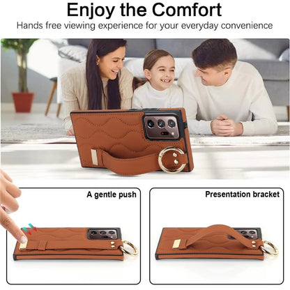 For Samsung Galaxy Note20 Ultra / Note20 Ultra 5G Case PU Leather+TPU Wristband Kickstand Cover