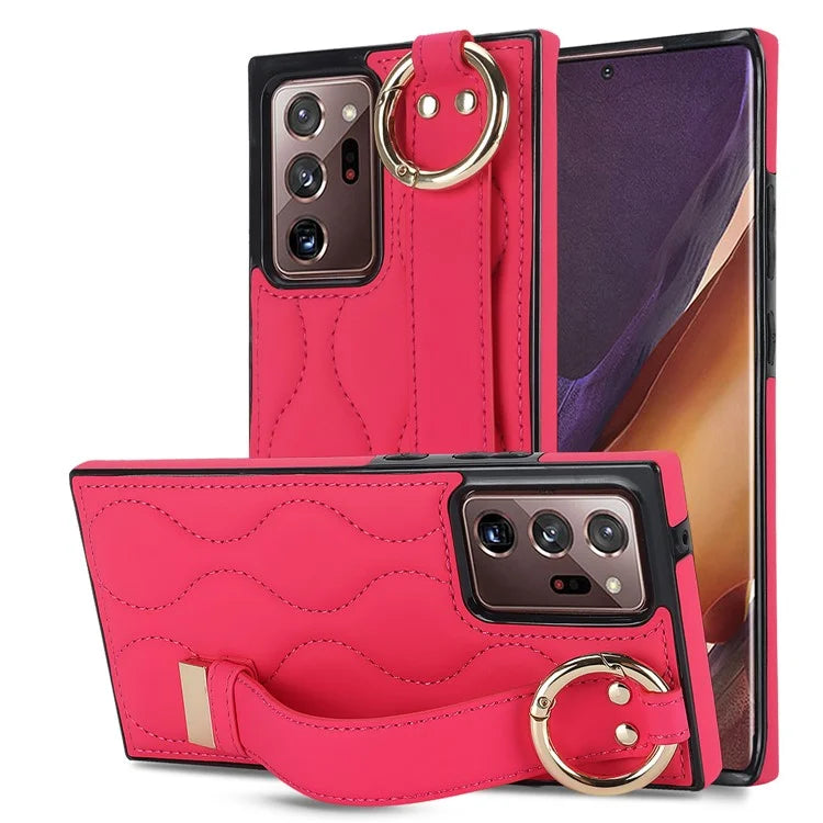 For Samsung Galaxy Note20 Ultra / Note20 Ultra 5G Case PU Leather+TPU Wristband Kickstand Cover