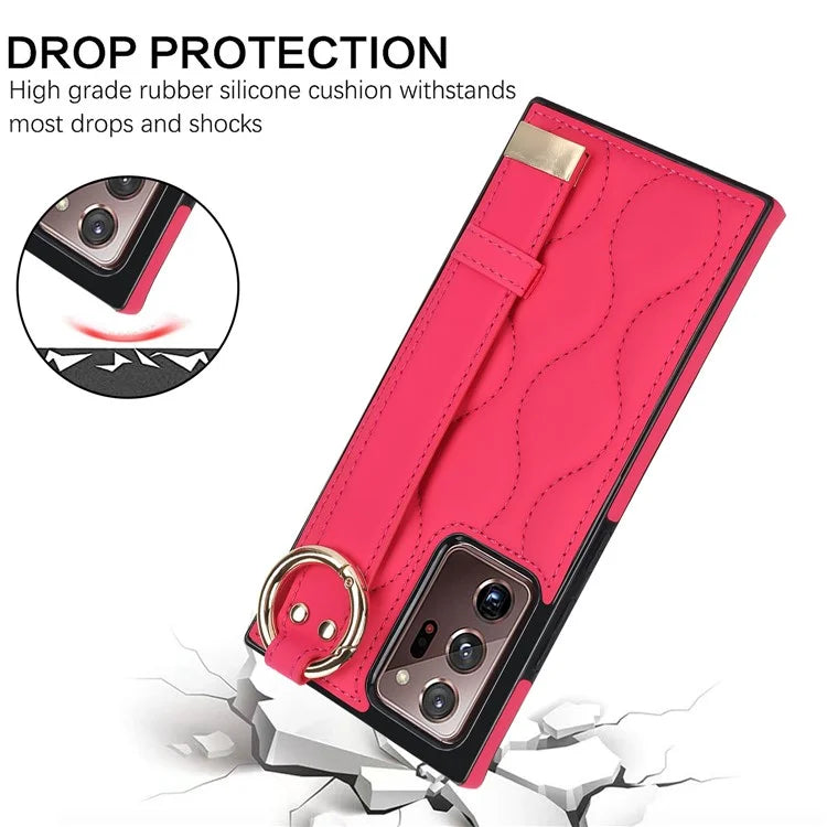 For Samsung Galaxy Note20 Ultra / Note20 Ultra 5G Case PU Leather+TPU Wristband Kickstand Cover