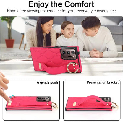For Samsung Galaxy Note20 Ultra / Note20 Ultra 5G Case PU Leather+TPU Wristband Kickstand Cover