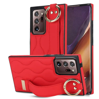 For Samsung Galaxy Note20 Ultra / Note20 Ultra 5G Case PU Leather+TPU Wristband Kickstand Cover