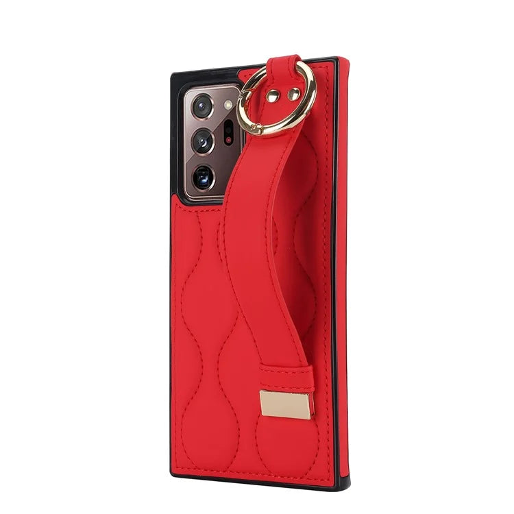 For Samsung Galaxy Note20 Ultra / Note20 Ultra 5G Case PU Leather+TPU Wristband Kickstand Cover