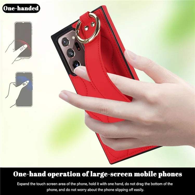 For Samsung Galaxy Note20 Ultra / Note20 Ultra 5G Case PU Leather+TPU Wristband Kickstand Cover