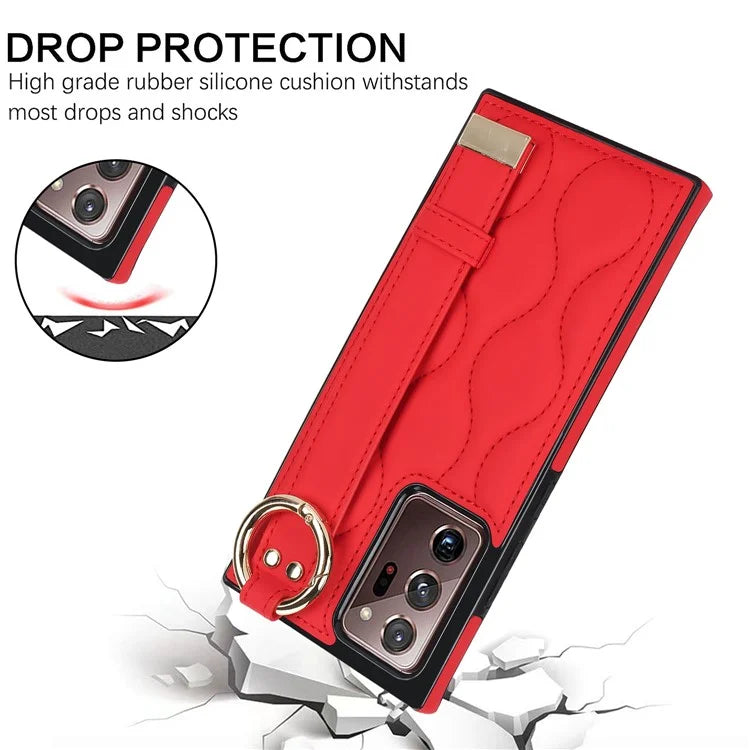 For Samsung Galaxy Note20 Ultra / Note20 Ultra 5G Case PU Leather+TPU Wristband Kickstand Cover