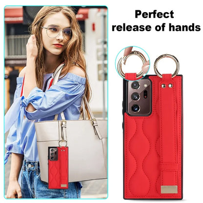 For Samsung Galaxy Note20 Ultra / Note20 Ultra 5G Case PU Leather+TPU Wristband Kickstand Cover
