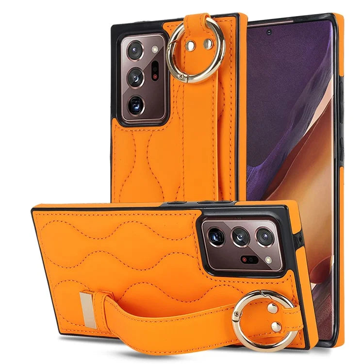 For Samsung Galaxy Note20 Ultra / Note20 Ultra 5G Case PU Leather+TPU Wristband Kickstand Cover