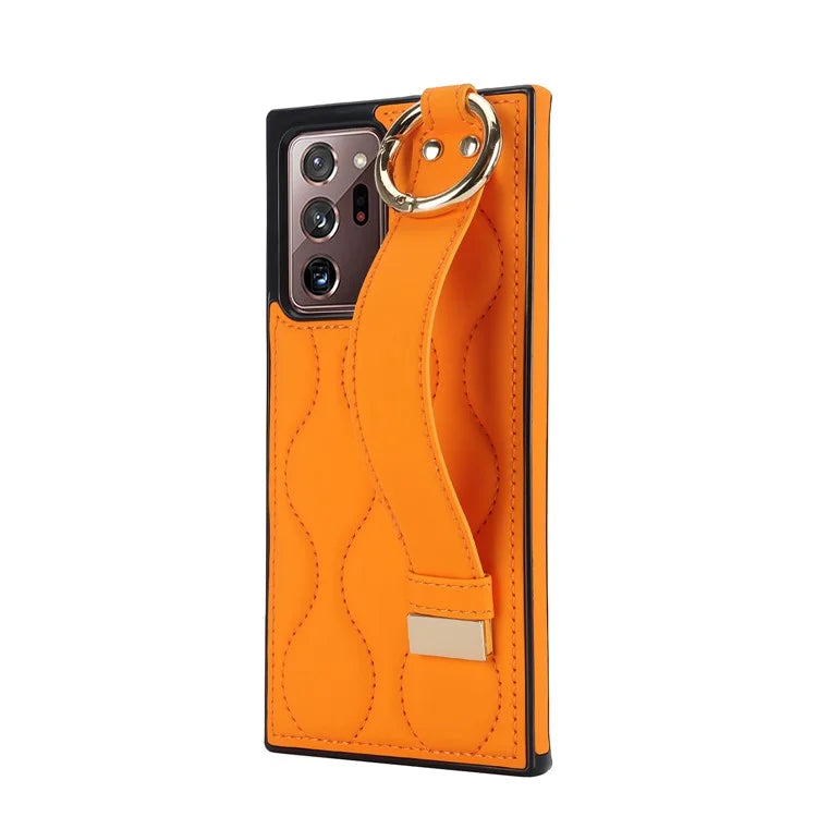 For Samsung Galaxy Note20 Ultra / Note20 Ultra 5G Case PU Leather+TPU Wristband Kickstand Cover