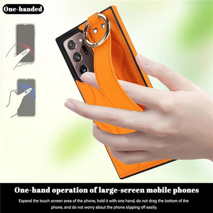 For Samsung Galaxy Note20 Ultra / Note20 Ultra 5G Case PU Leather+TPU Wristband Kickstand Cover