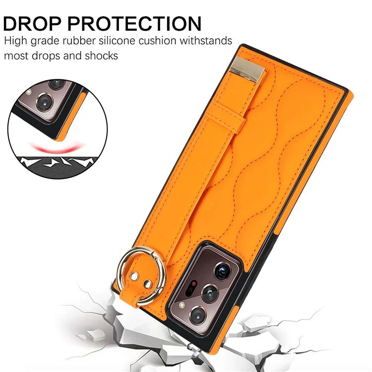 For Samsung Galaxy Note20 Ultra / Note20 Ultra 5G Case PU Leather+TPU Wristband Kickstand Cover
