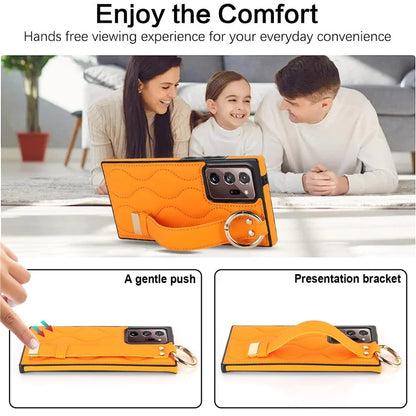 For Samsung Galaxy Note20 Ultra / Note20 Ultra 5G Case PU Leather+TPU Wristband Kickstand Cover