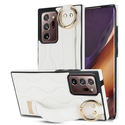 For Samsung Galaxy Note20 Ultra / Note20 Ultra 5G Case PU Leather+TPU Wristband Kickstand Cover
