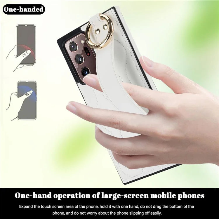 For Samsung Galaxy Note20 Ultra / Note20 Ultra 5G Case PU Leather+TPU Wristband Kickstand Cover