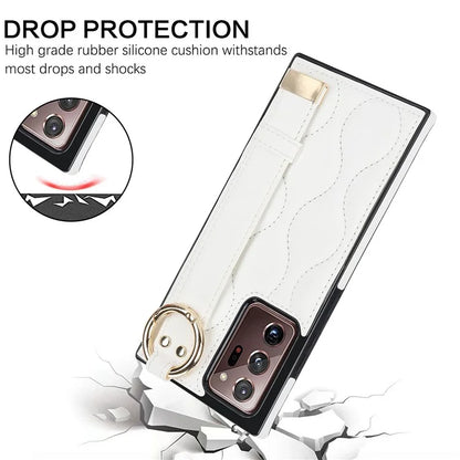 For Samsung Galaxy Note20 Ultra / Note20 Ultra 5G Case PU Leather+TPU Wristband Kickstand Cover