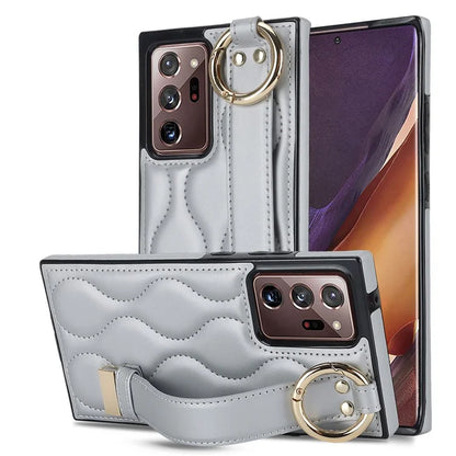 For Samsung Galaxy Note20 Ultra / Note20 Ultra 5G Case PU Leather+TPU Wristband Kickstand Cover