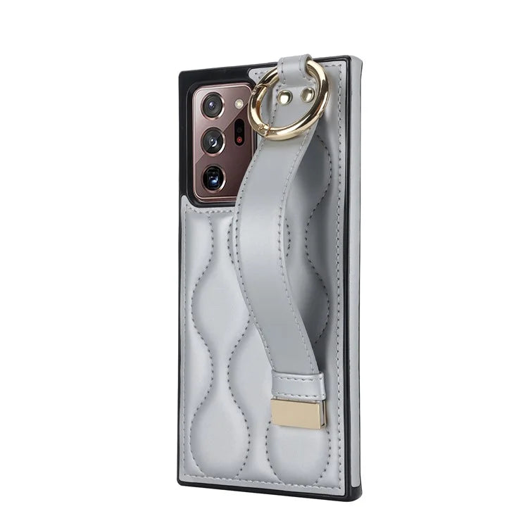 For Samsung Galaxy Note20 Ultra / Note20 Ultra 5G Case PU Leather+TPU Wristband Kickstand Cover