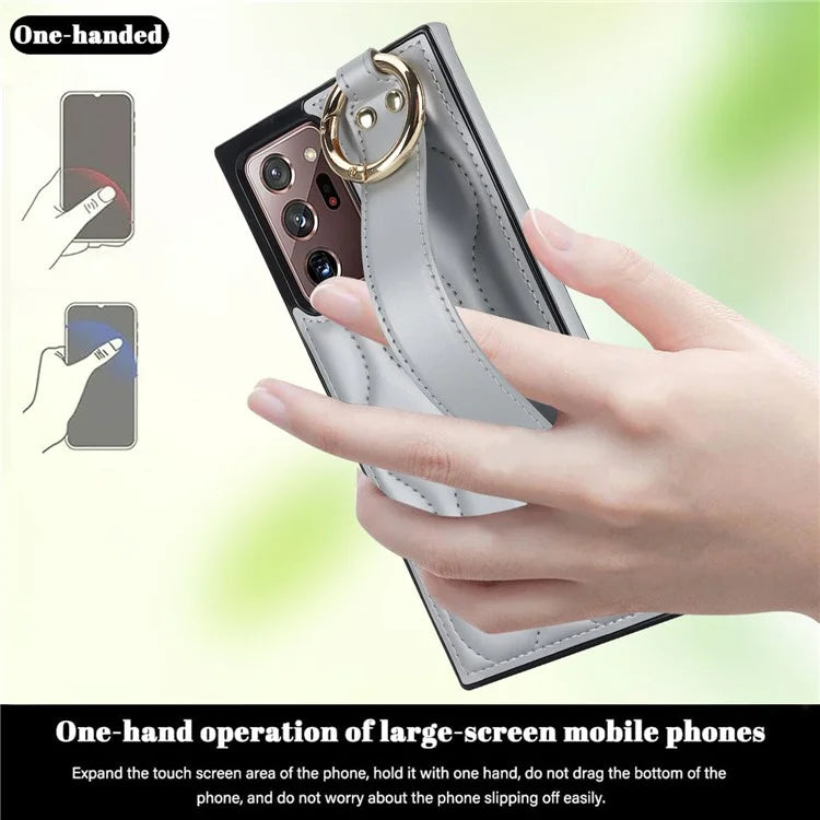 For Samsung Galaxy Note20 Ultra / Note20 Ultra 5G Case PU Leather+TPU Wristband Kickstand Cover
