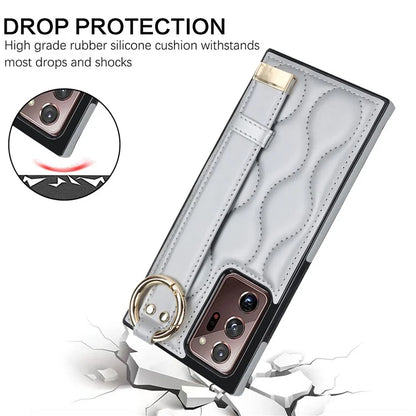 For Samsung Galaxy Note20 Ultra / Note20 Ultra 5G Case PU Leather+TPU Wristband Kickstand Cover