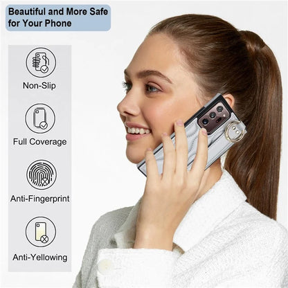 For Samsung Galaxy Note20 Ultra / Note20 Ultra 5G Case PU Leather+TPU Wristband Kickstand Cover