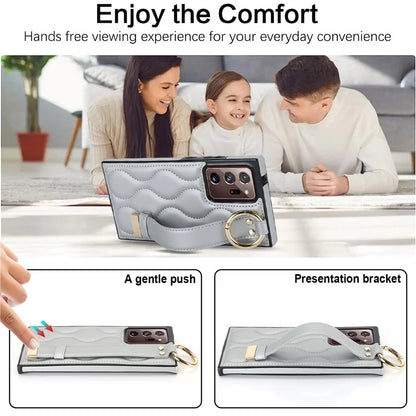 For Samsung Galaxy Note20 Ultra / Note20 Ultra 5G Case PU Leather+TPU Wristband Kickstand Cover