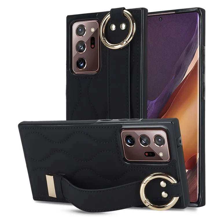 For Samsung Galaxy Note20 Ultra / Note20 Ultra 5G Case PU Leather+TPU Wristband Kickstand Cover